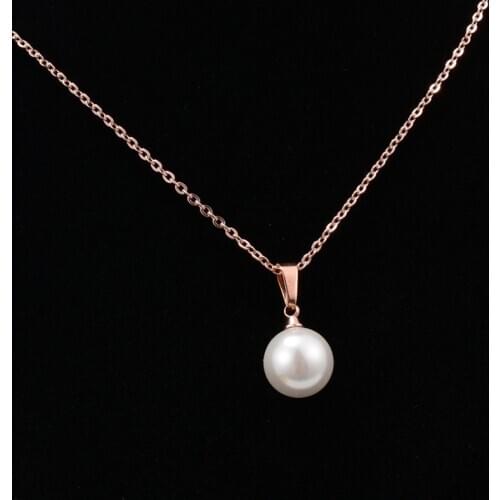 18KGP Titanium Steel Pearl Necklace Female Pendant Women Choker Gold Chain Jewelry Best Gift