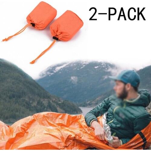 2Packs Emergency Sleeping Bag Thermal Waterproof Outdoor Survival Camping Gear Anti-cold Bag For Field Exploration Traveling