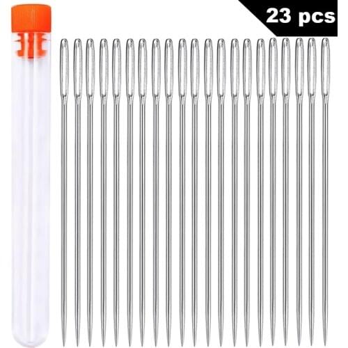 Nonvor 23 PCS Large Eye Hand Sewing Needles Stitch Needle Handmade Leather Tool, Stainless Steel Needles with Plastic Bottle
