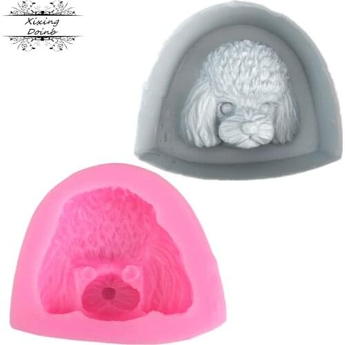 3D small dog head shape silica gel mold DIY chocolate fudge cake decoration mold kitchen cooking supplies