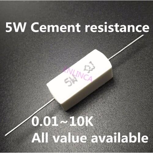 50pcs 5W 39 47 51 56 75 82 100 120 150 ohm 39R 47R 51R 56R 75R 82R 100R 120R 150R Ceramic Cement Power Resistance Resistor 5