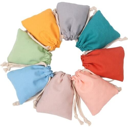 50pcs/Lot 7x9cm Unisex Cotton Fabric Grocery Pouches Jewelry Display Storage Bags Drawstring Gift Bag Wedding Party Decor Bag