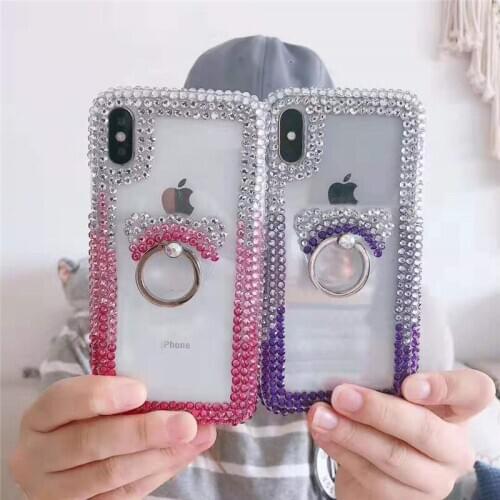 Cute Panda Giltter Diamond Rhinestone cases for iphone xs max xr xs Lovely Bear back cover for iphone 6 6s 7 8 plus X with stand