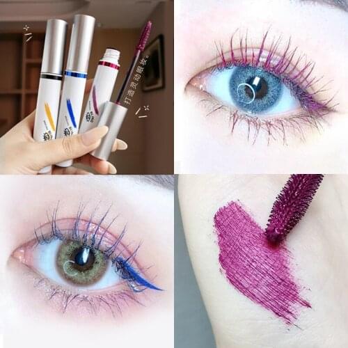 Color Mascara Waterproof Fast Dry Long-lasting Curling Lengthening Eye Lashe Makeup Blue Pink Brown Party Color Mascara