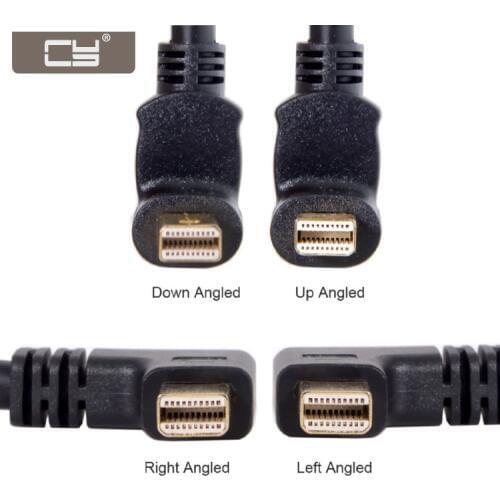 CY Mini DP DisplayPort 90 Degree to DisplayPort Female Cable for Displays Monitors
