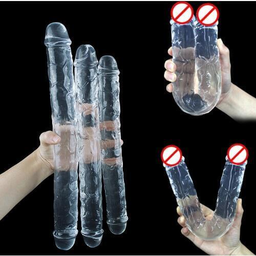 Double Head Dildo Long Jelly Realistic Dildo Double Ended Dildo Flexible Big Penis for Women Masturbator Sex Toys Adult Products