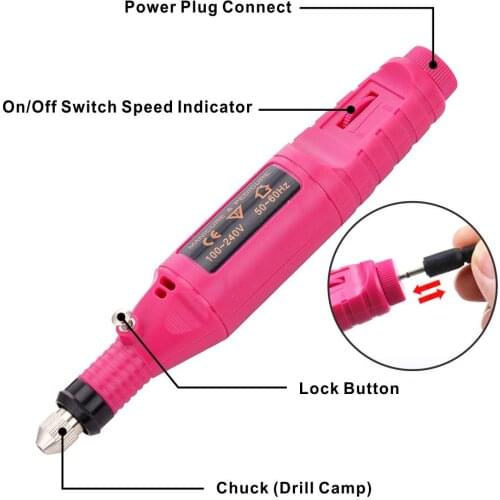 100-240V Electric Nail Art Drill File Machine Manicure Nail Art Equipment + 6 Drill Bits Tools #66B+EW3GF+146+BU47(110V&220