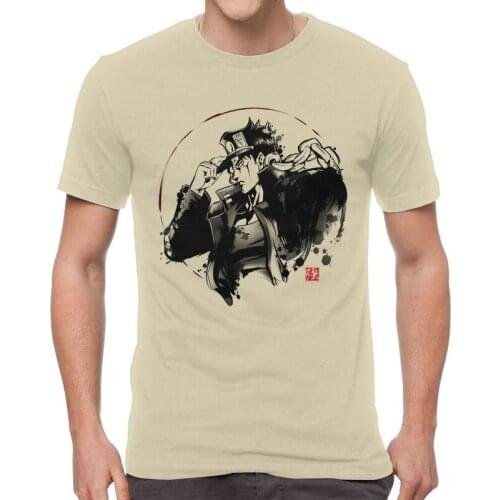 Jojo Bizarre Adventure T Shirts Men Short Sleeve Cotton T-shirts Jotaro Kujo Tee Tops Novelty Tshirt Gift