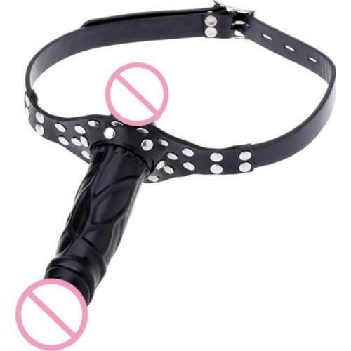 Deep Throat Mouth Yoke BDSM Bondage Flirting Activities Double Silicone Dildos Black Short and Long Penis Mouth Gag for Couple