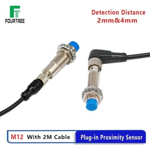 Air Plug Proximity Sensor M12 Detection 2/4mm NPN PNP NO NC Inductive Proximity Switch With 4 Cores 2M Aviation Plug Cable DC AC