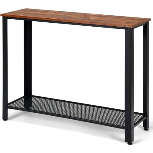 Costway Console Sofa Table W/ Storage Shelf Metal Frame Wood Look Entryway Table HW61495