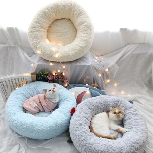 Round Cat Bed House Rose Plush Soft Best Pet Dog Bed For Dogs Basket Pet Products Cushion Cat Pet Bed Mat Cat House Animals Sofa
