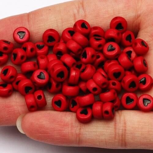 Round 4x7mm Red Acrylic Spacer Beads 100-500pcs Heart Loose Beads For Jewelry Making DIY Charm Necklace Bracelet Accessory
