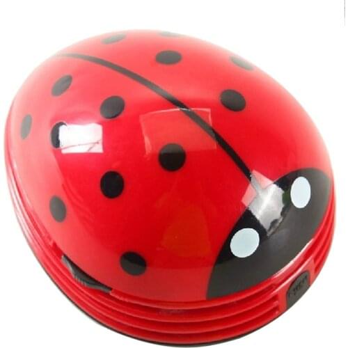 Mini Size Cute Cartoon Ladybug Shape Car Desktop Vacuum Cleaner Home Office Keyboard Dust Collector Cleaner Random Color