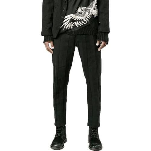 Men clothing GD Hair Stylist Catwalk fashion high quality Stitching stripe ankle length pants plus size costumes