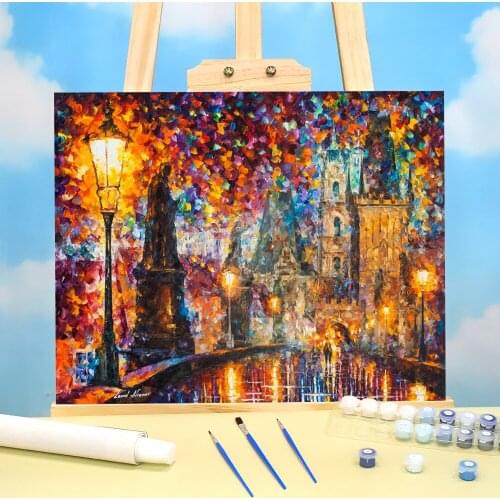 Prague - Night Magic DIY Paint By Numbers Package Acrylic Paints 50*70 Canvas Pictures Home Decoration For Kids Wall Handiwork