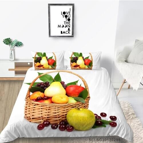 Fruit Basket Bed Set Full Size Simple Fashion Duvet Cover White Twin Single Double King Queen Bedding Set For Children