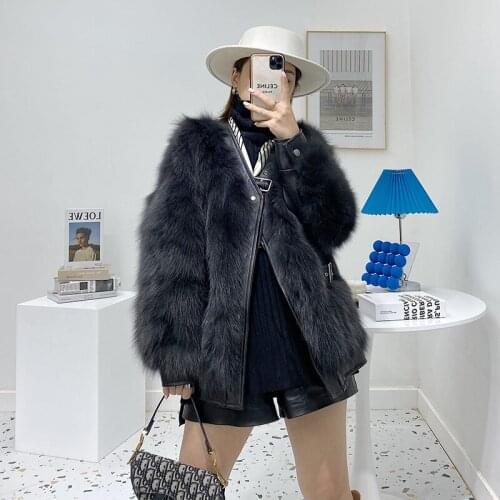 Super Quality Real Fox Fur Coat Autumn Winter Vintage Elegant Female Jacket Warm Womens Clothing Mulheres Casacos Zjt1639