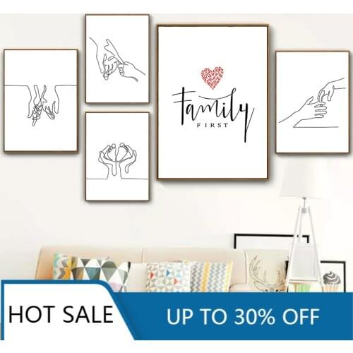 Wall Art Happy Family Canvas Painting Scandinavian Lines Love Baby Nordic Posters for Kids' Nursery Room Decor Home Decoration