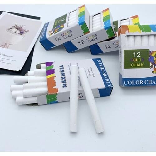 Truly Dust Free Chalk 12-Count Colored Dustless Chalks Non-Toxic for Art Decorating Chalkboard Blackboard (White)