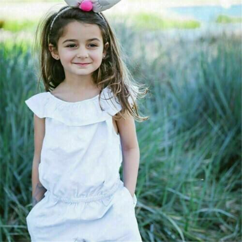 2020 New Solid Toddler Baby Girl Fashion Casual Jumpsuit Summer Off Shoulder Single Jumpsuit