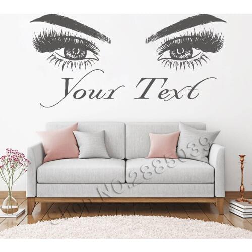 Charming Eyelashes Large Size Eyes Wall Vinyl Decal Custom Text Wall Stickers Sex Lady Make Up Wall Decor Art Mural Poster LL400