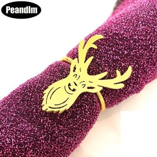PEANDIM 12pcs Cute Durable Delicate Deer Napkin Ring Christmas Napkin Holder Bar Restaurant Christmas Party Dinner Napkin Rings