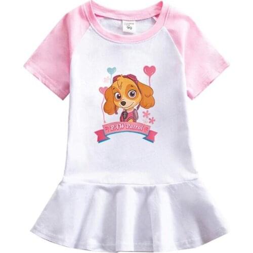 Selling claws patrol girls cartoon printing clothes lovely princess dress in the spring and autumn children gifts
