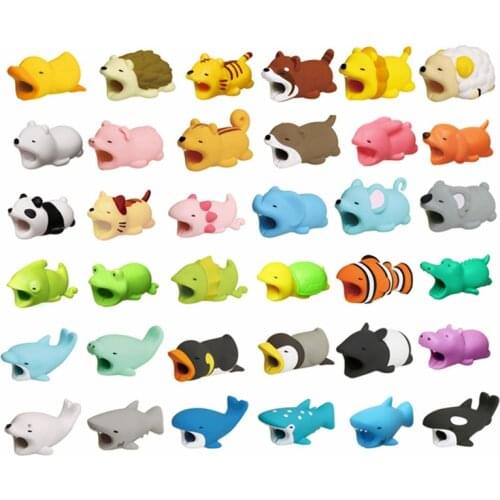 Cartoon Panda Cats Shark bite Cable Protector Data Line Cord Protective Cable Winder Cover For iPhone USB Charging Cable