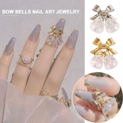 NZIQUAN Crystal Bell Transparent Christmas Nail Decoration Rhinestone Lady Art Nail Decoration DIY Bowknot Jewelry Nail