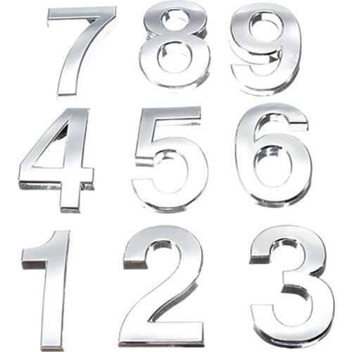 Sale 5cm 3D Digits 0-9 Number Sticker Plate Sign Hotel Silvery Door Number Plaque Modern Plated House Home Decor