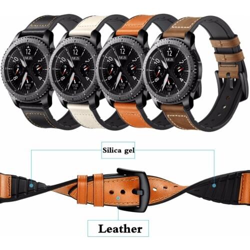 20/22mm band For Samsung Galaxy watch 3 46mm Gear S3 Frontier huawei watch gt 2 strap 42mm Leather bracelet correa belt 41/45mm