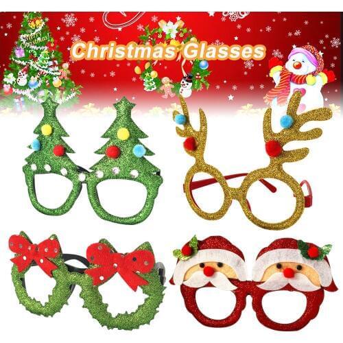 Christmas Photo Props Funny Santa Antler Flower Ring Christmas Tree Shaped Adult Kids Glasses Xmas Decorative Glasses Gift 3