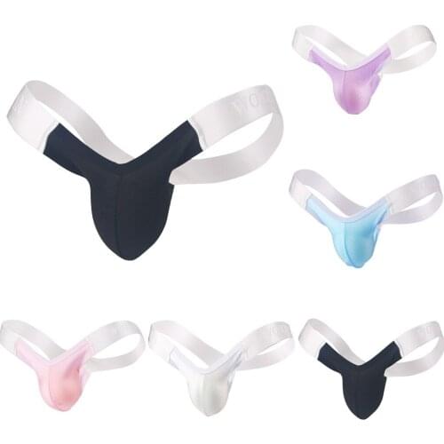 Silky Brushed Thongs Men Low Waist Seamless Colorblock Patchwork Panties Sexy Underwear Mens Sports Underpants Tanga Hombre