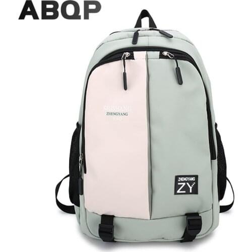 ABQP Girls School Backpack Large Capacity Patchwork Womens Travel Backpack Nylon Laptop Backpack Bags For Women