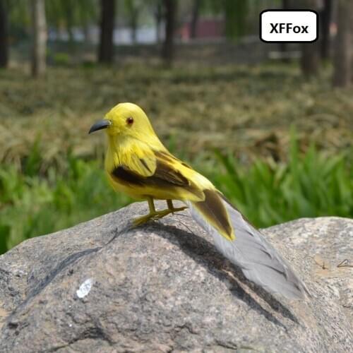 Cute real life bird model foam&feather yellow bird toy gift about 13cm xf0609