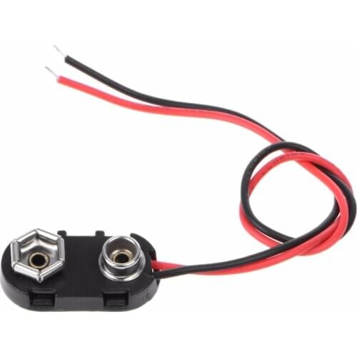 PP3 9V Battery Clip Connector I Type Tinned Wire Leads 150mm Black Red