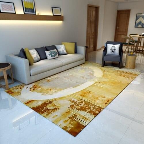 Modern Abstract Marble Carpet Yellow Gold Rendering Bedroom Living Room Kitchen Bedside Carpet Nordic Home Dining Table Floor