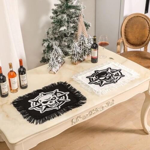 Skull Table Placemats Halloween Party Knit Cushion Cover Home Decoration