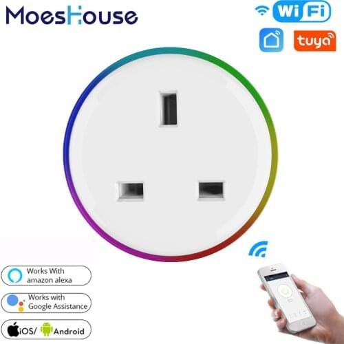 UK WiFi Smart Plug Outlet Wireless Power Socket Smart Life/Tuya App Remote Control Work with Alexa Google Home No Hub Required