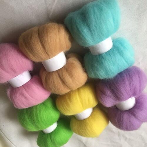 WFPFBEC 70s wolvilt 6colors/set feltro mixed clolrs feutrin naaldvilten merino wool fibre roving for needle feling kit diy crafa