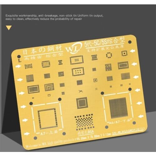 WL Golden BGA Reballing Stencil for iPhone 5 5C 5S 6 6P 6S 6SP 7 7P 8 8P X XR XS MAX Motherboard Repair Tin Planting Template