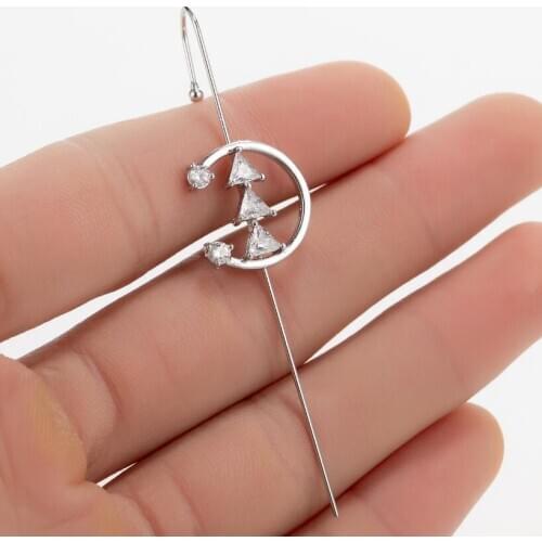 32 Style Ear Wrap Crawler Hook Earrings for Women Alloy CZ Pearl Geometry Circle Moon Flower Lightning Shaped Piercing Earring