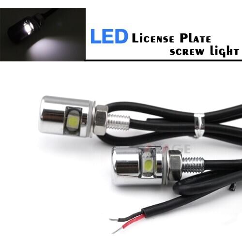 1 pair CNC Motorcycle Accessories Universal 12V LED License Plate Screw Bolt Lamp White Light Chrome/Black/Blue/Red/Gold