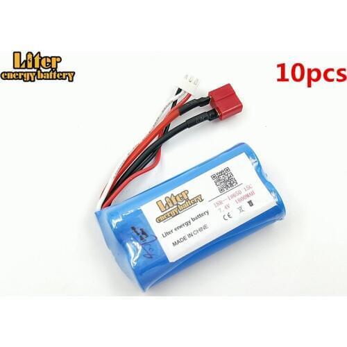 10pcs 7.4 V 1800 mAh model aircraft Helicopter high-discharge 15c 18650 2S 12428 RC Car 7.4V lithium batteries