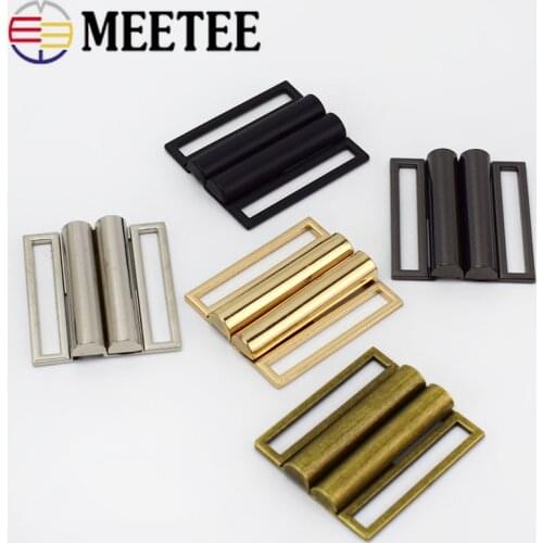 2/4pcs Meetee 40mm-60mm Metal Belt clasp Buckle hasp buttons for sewing Coat Down Jacket bags garment Decor Accessories F1-31