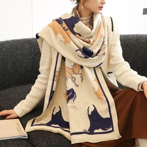 2021 Female Print Dustproof Bandanna Popular 190X65CM Tassels Shawls Autumn Cashmere Thick Scarves Winter Carriage Beach Towel