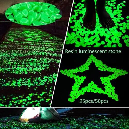 25/50pcs Glow in the Dark Garden Pebbles Glow Stones Rocks for Walkways Garden Path Patio Lawn Garden Yard Decor Luminous Stones