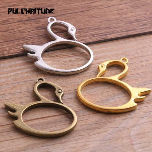3pcs 39*40mm Three Color Alloy Jewelry Accessories Duck Charm Hollow Glue Blank Pendant Tray Bezel 11C72