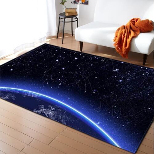 3D Galaxy Space Printed Carpet Area Rugs Flannel Memory Foam Bedroom Dining Room Rugs Kids Play Carpet for Living Room Modern